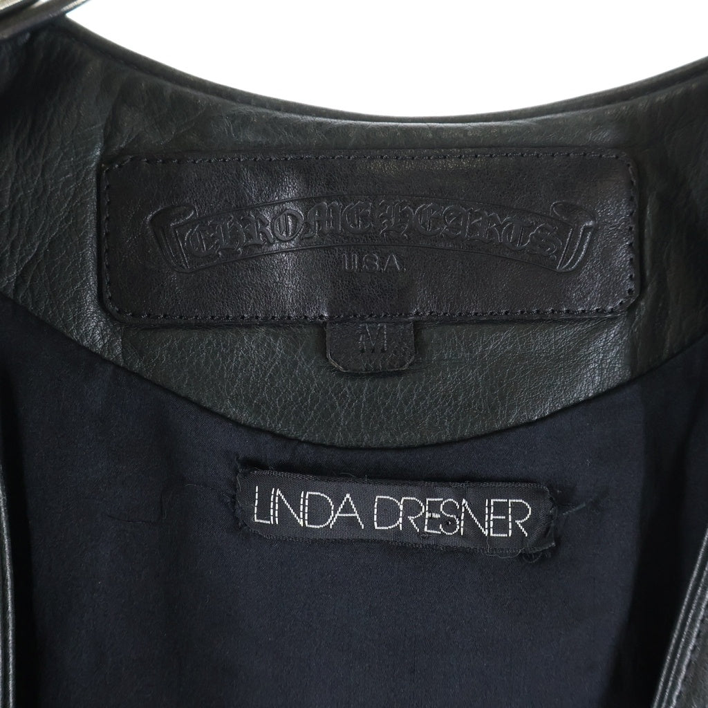 CHROME HEARTS(クロムハーツ) ZIP FRNT VEST BSフレア装飾ジップアップレザーベスト ブラック
