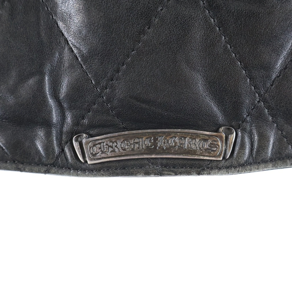 CHROME HEARTS(クロムハーツ) QUILTING ZIP FRNT VEST レザーキルティングステッチダガージップベスト ブラック/シルバー