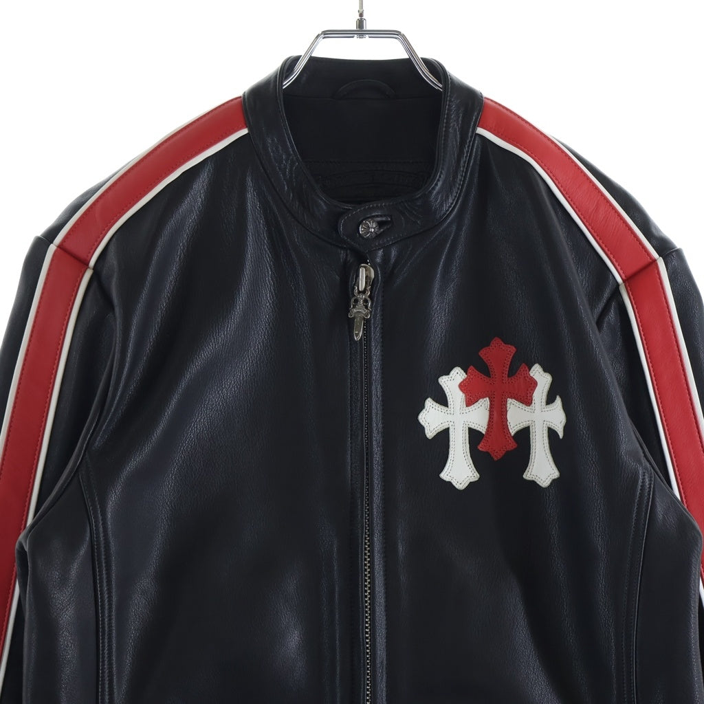 CHROME HEARTS(クロムハーツ) RACING2 AOYAMA LTD レーシング2 青山限定 セメタリークロスパッチ付きレザージャケット ブラック/レッド/ホワイト