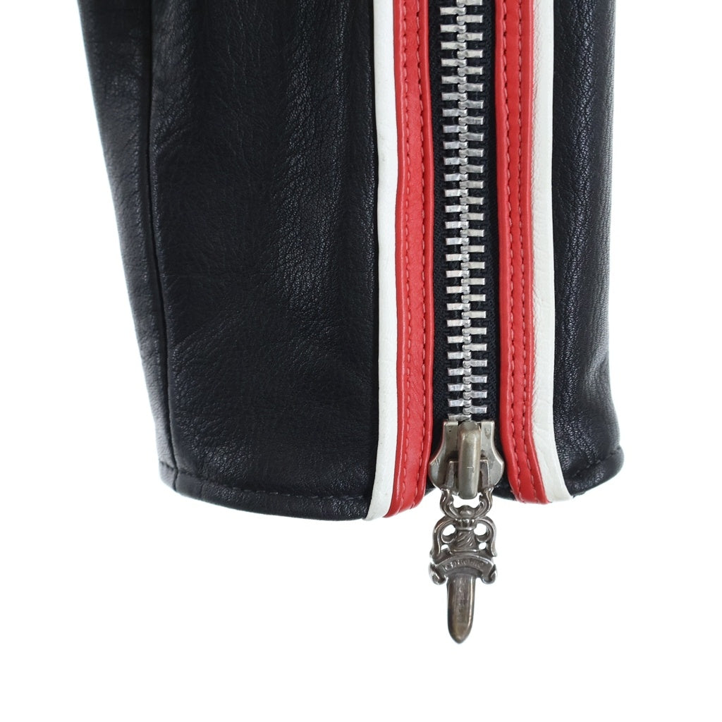 CHROME HEARTS(クロムハーツ) RACING2 AOYAMA LTD レーシング2 青山限定 セメタリークロスパッチ付きレザージャケット ブラック/レッド/ホワイト