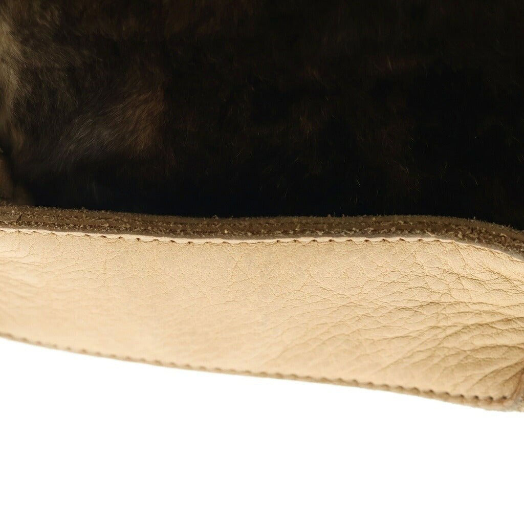 CHROME HEARTS(クロムハーツ) LRG CROSS FUR BAG セメタリークロスパッチ付き ラージクロスファーショルダーバック ベージュ/ブラウン/シルバー