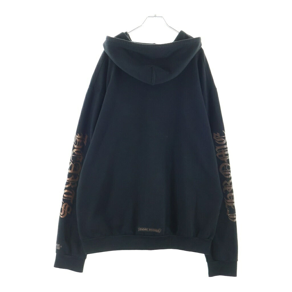 CHROME HEARTS(クロムハーツ) SWTSHRT HD ZIP ヴァーティカルロゴグリッタープリントジップアップパーカー ブラック/ブラウン