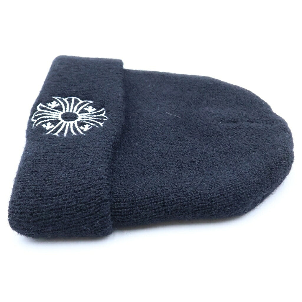 CHROME HEARTS(クロムハーツ) WOOL WATCH CAP ウールワッチキャップ CHプラス刺繍ビーニーニット帽子 ブラック/ホワイト