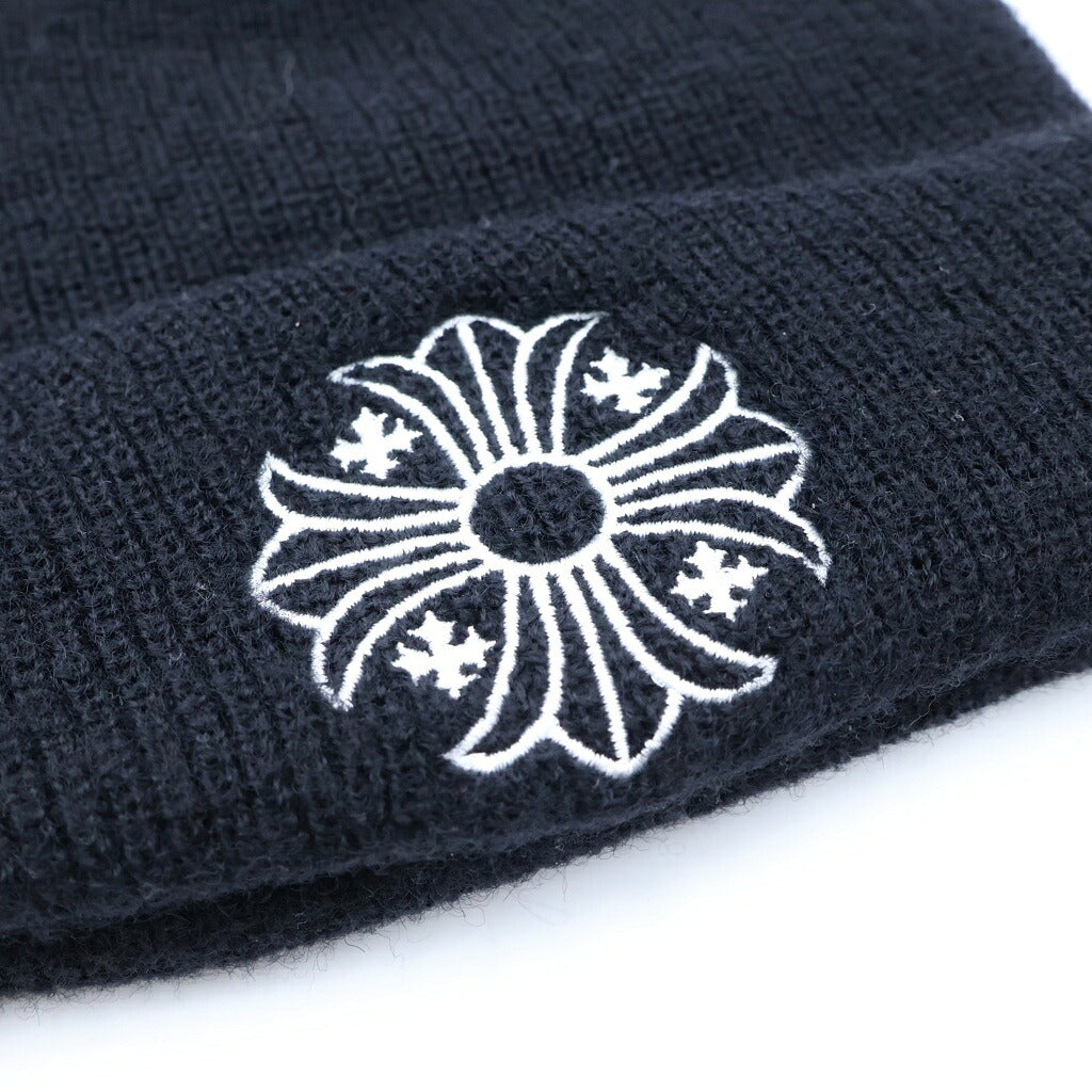 CHROME HEARTS(クロムハーツ) WOOL WATCH CAP ウールワッチキャップ CHプラス刺繍ビーニーニット帽子 ブラック/ホワイト