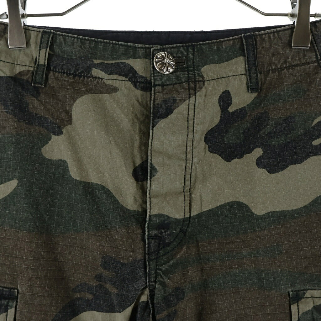 CHROME HEARTS(クロムハーツ) DEVIL DOG クロスパッチ付きクロスボールボタンカモフラロングパンツ カーキ/ベージュ