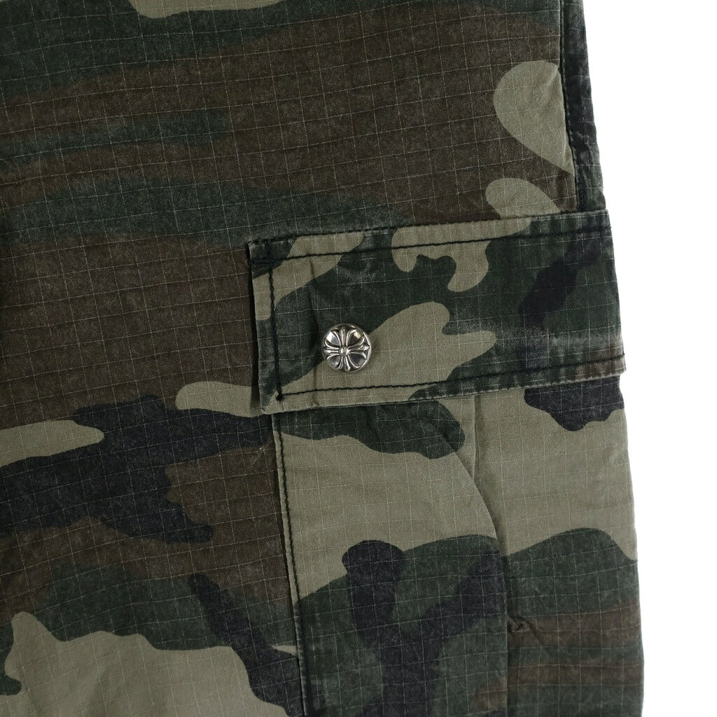 CHROME HEARTS(クロムハーツ) DEVIL DOG クロスパッチ付きクロスボールボタンカモフラロングパンツ カーキ/ベージュ