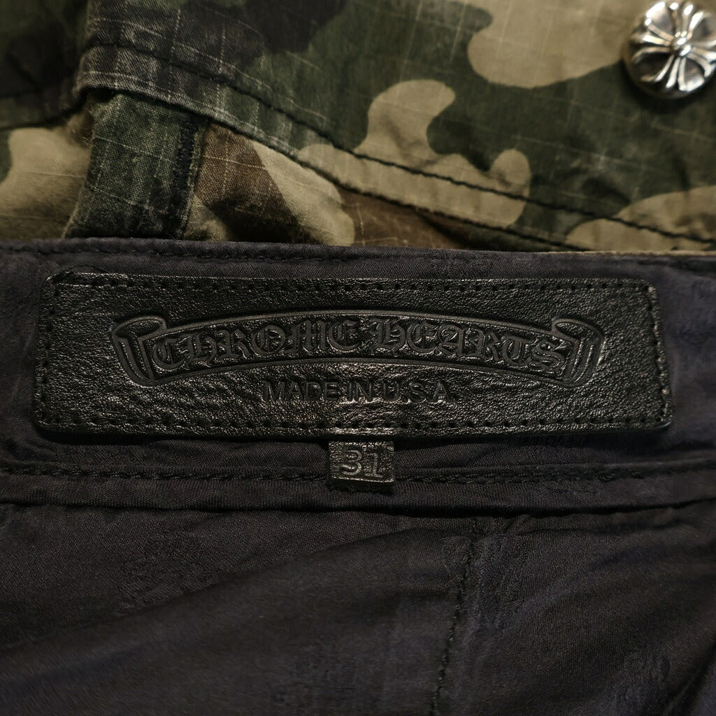 CHROME HEARTS(クロムハーツ) DEVIL DOG クロスパッチ付きクロスボールボタンカモフラロングパンツ カーキ/ベージュ