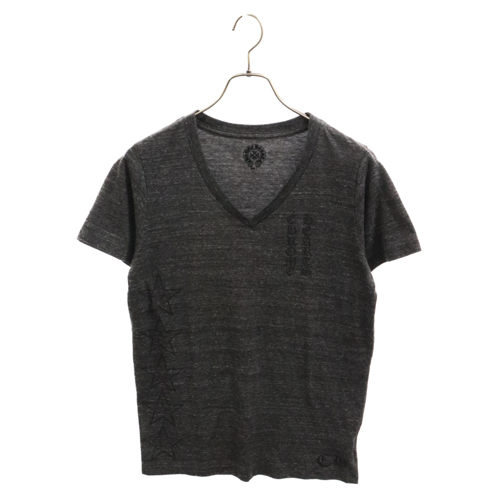 CHROME HEARTS(クロムハーツ) LOGO S/S TEE サイドロゴプリント Vネック 半袖Tシャツ グレー