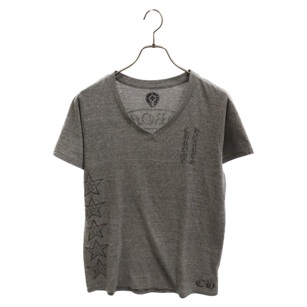 CHROME HEARTS(クロムハーツ) LOGO S/S TEE サイドロゴプリント Vネック 半袖Tシャツ グレー