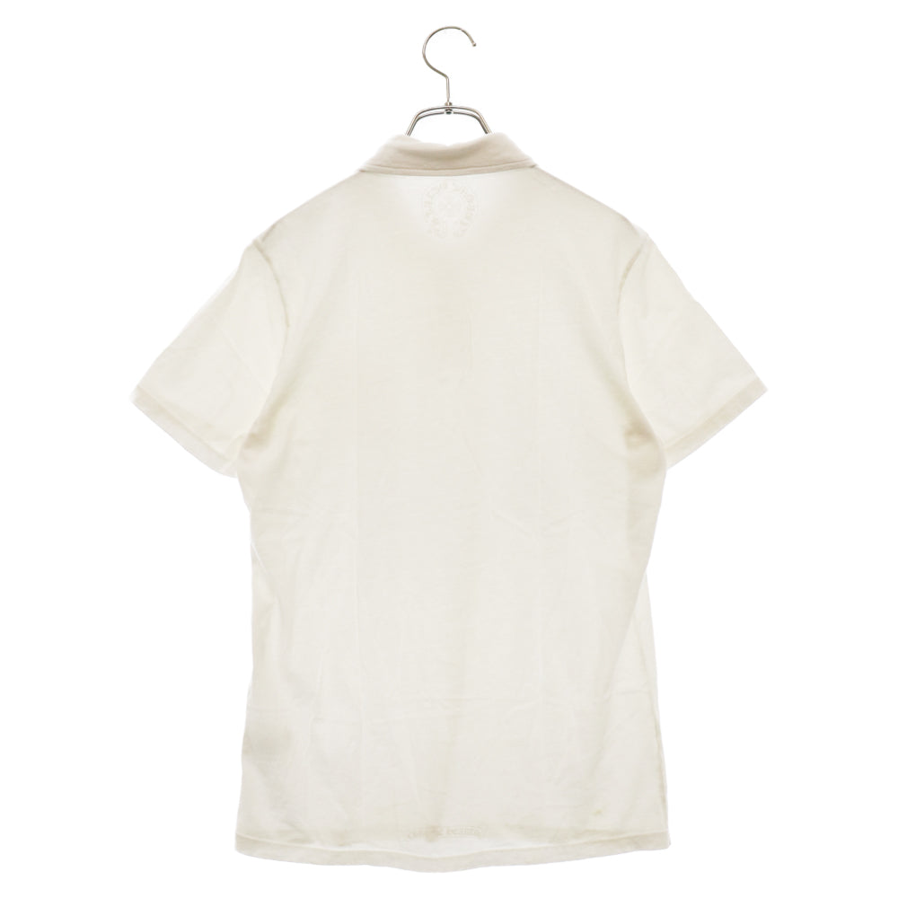 CHROME HEARTS(クロムハーツ) CH POLO S/S BSフレアロジウムボタン CHロゴプリント 半袖ポロシャツ ホワイト