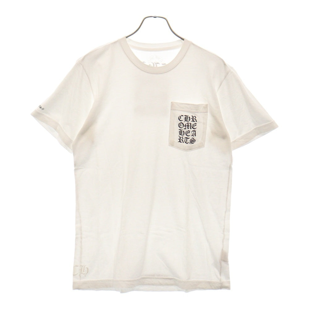CHROME HEARTS(クロムハーツ) Vertical Logo Tee ヴァーティカルロゴ Tシャツ 胸ポケットロゴ バックロゴ 半袖カットソー ホワイト