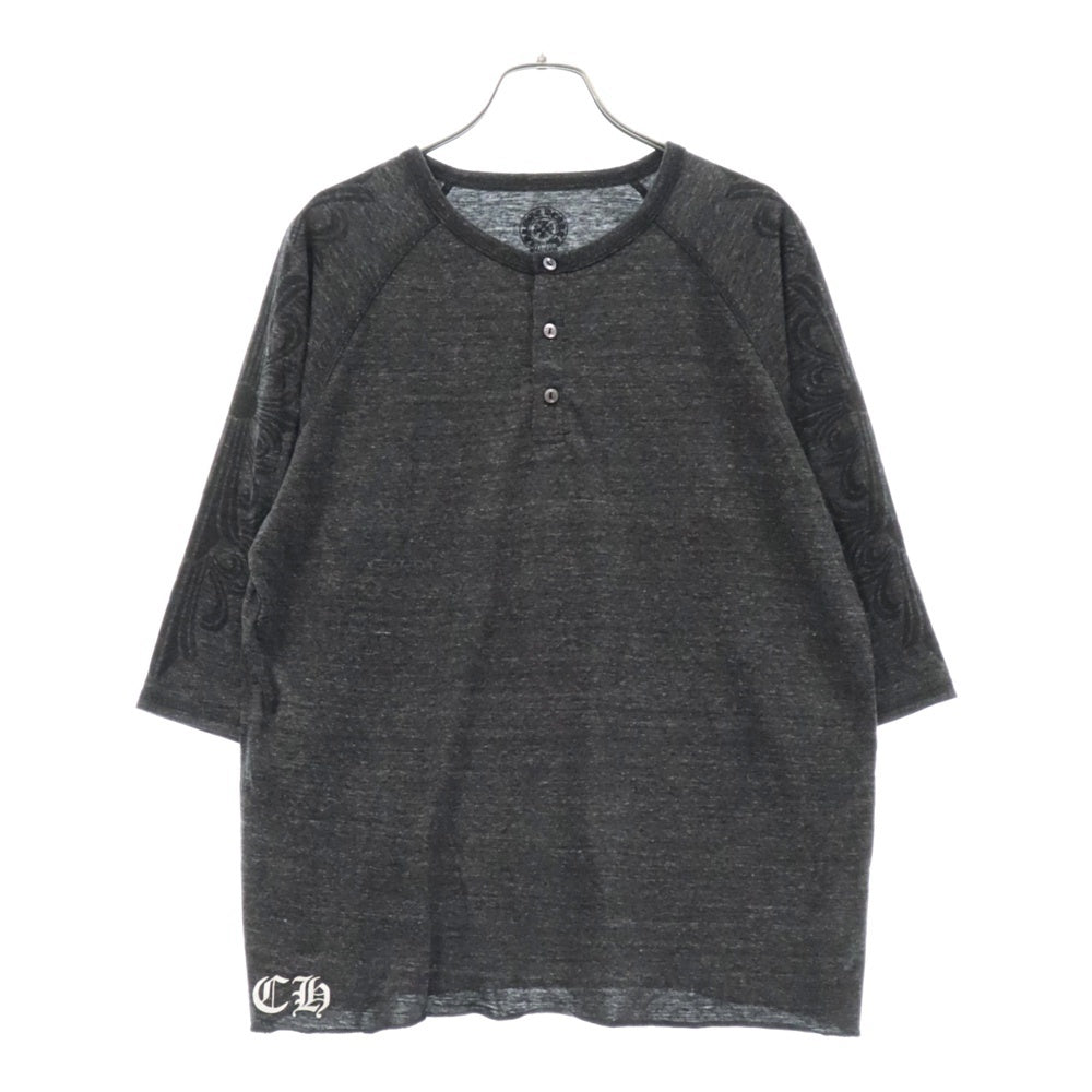 CHROME HEARTS(クロムハーツ) Scroll Label Logo Tee スクロールラベル ロゴ プリント 7分丈 長袖Tシャツ グレー