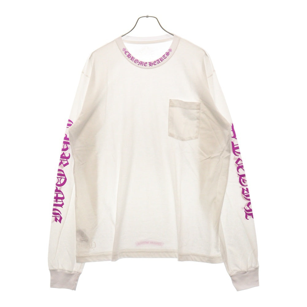 CHROME HEARTS(クロムハーツ) Old English Neck Logo Pastel Purple L/S Tee オールドイングリッシュネックロゴパステルパープルロングスリーブTシャツ 長袖カットソー ロンT