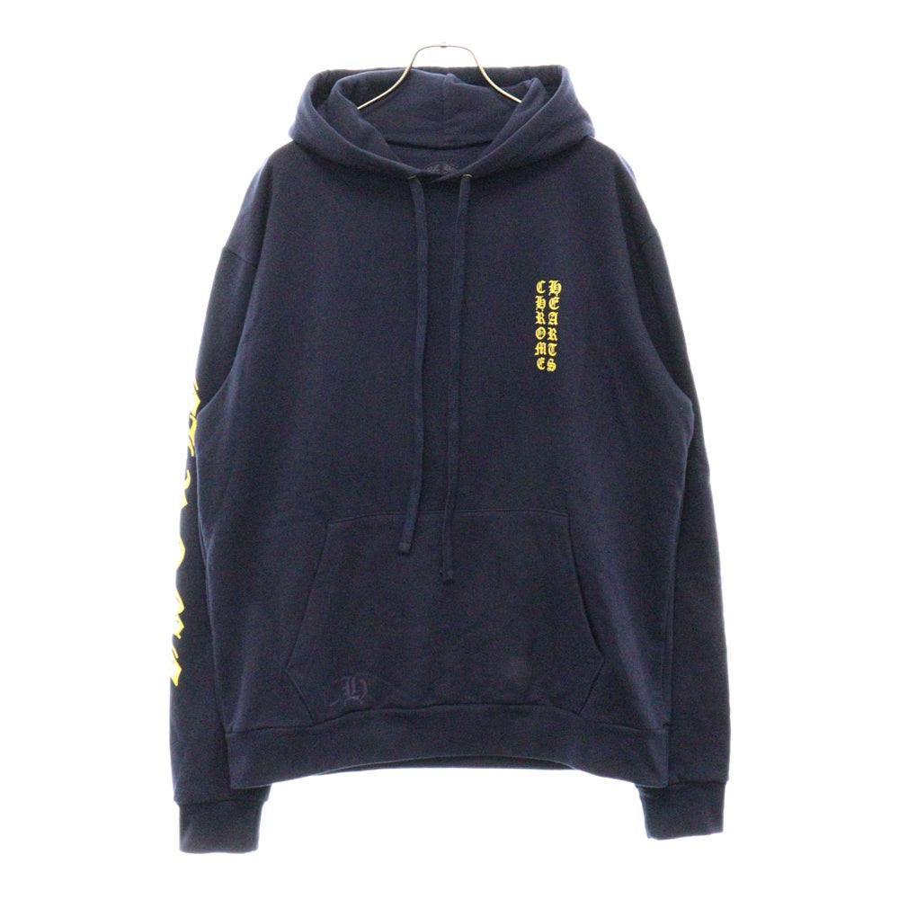 CHROME HEARTS(クロムハーツ) Yellow Sleeve Logo Pullover Hoodie イエロースリーブ ロゴ プルオーバー パーカー 袖ロゴ ロゴプリント ネイビー