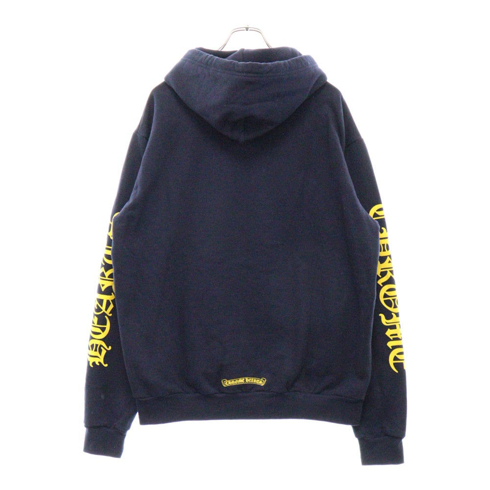 CHROME HEARTS(クロムハーツ) Yellow Sleeve Logo Pullover Hoodie イエロースリーブ ロゴ プルオーバー パーカー 袖ロゴ ロゴプリント ネイビー
