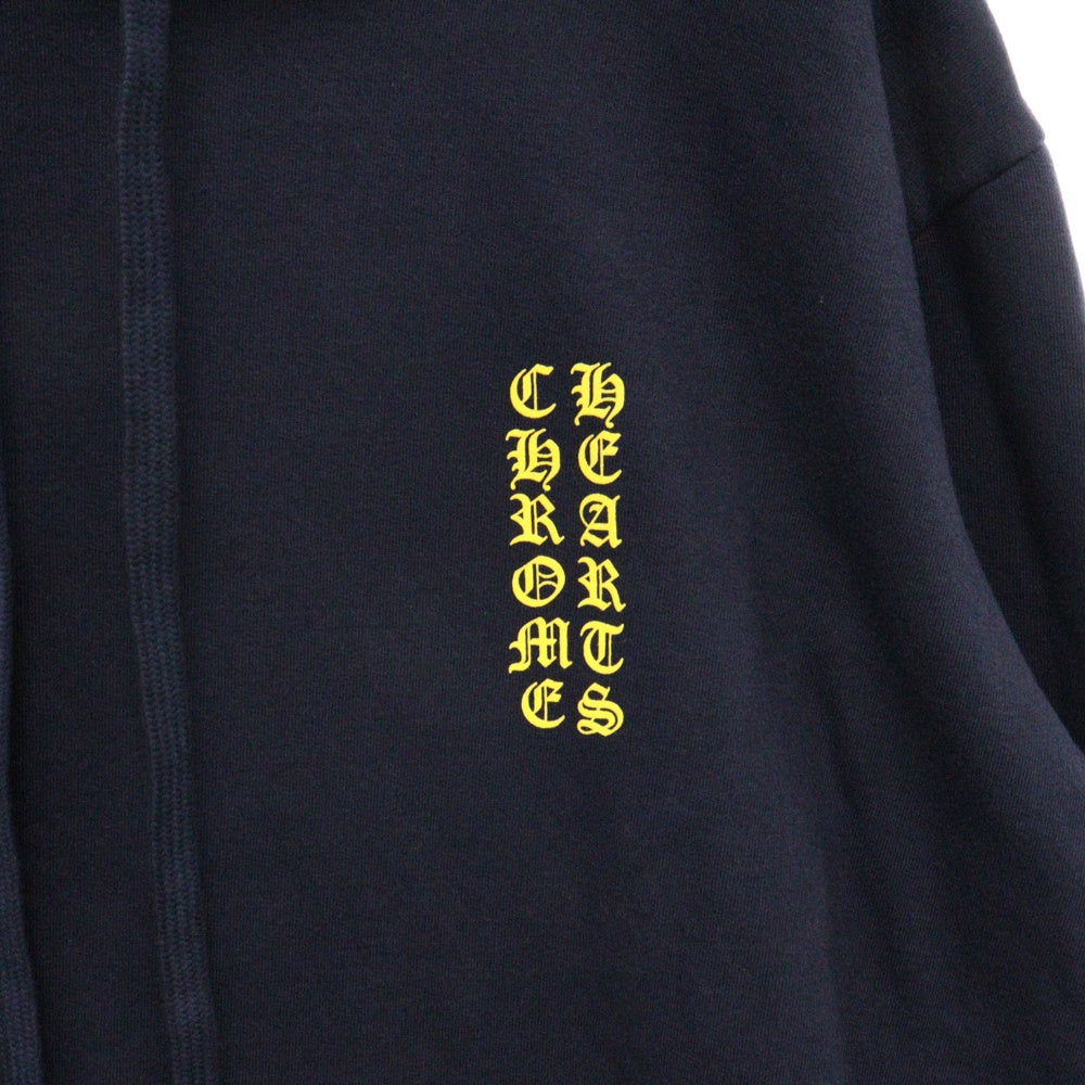 CHROME HEARTS(クロムハーツ) Yellow Sleeve Logo Pullover Hoodie イエロースリーブ ロゴ プルオーバー パーカー 袖ロゴ ロゴプリント ネイビー
