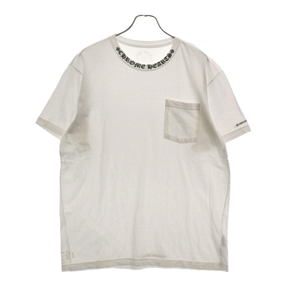 CHROME HEARTS(クロムハーツ) Neck Logo S/S TEE ネック ロゴ バッククロス プリント 半袖Tシャツ ホワイト