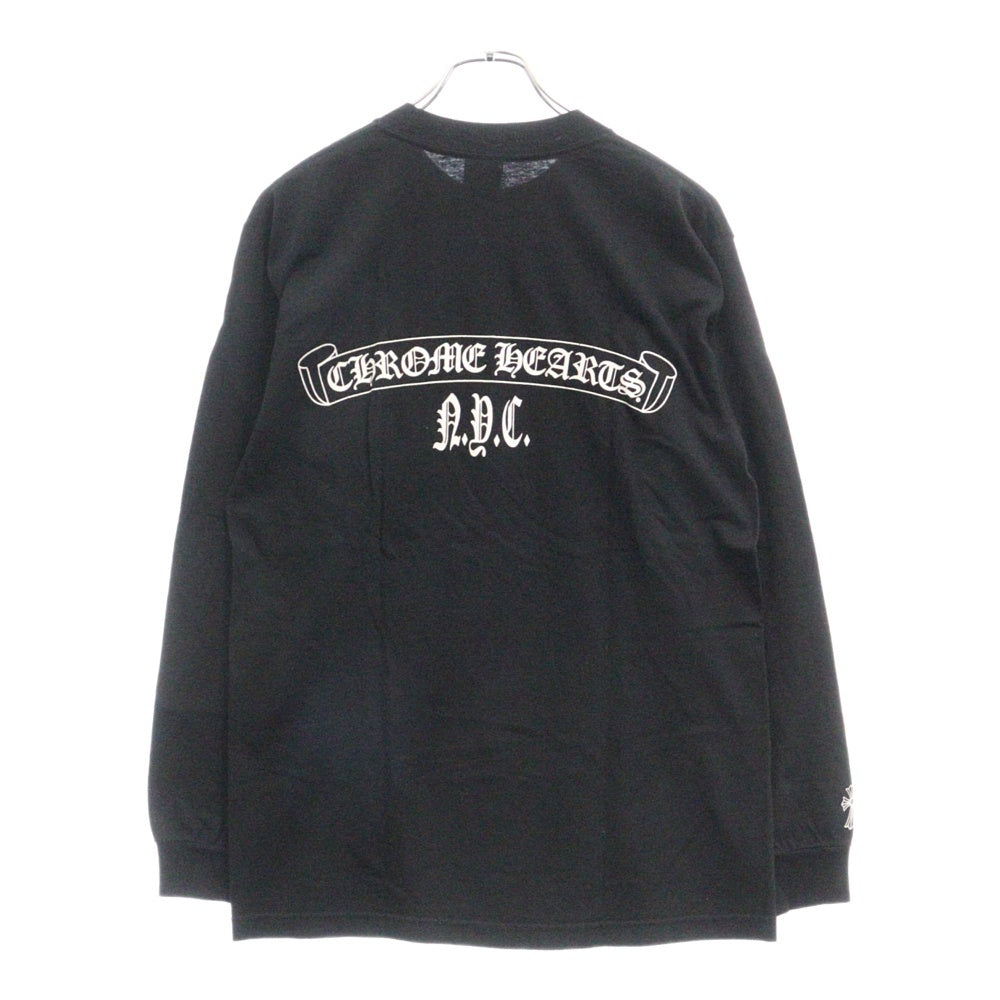 CHROME HEARTS(クロムハーツ) NYC Scroll Label Logo Tee ニューヨーク限定 スクロール ラベル ロゴ長袖 Tシャツ ブラック