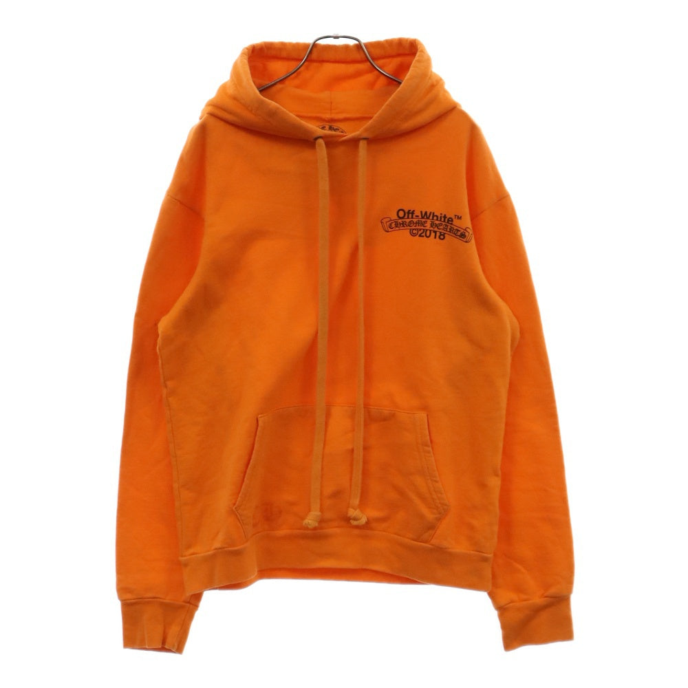 CHROME HEARTS(クロムハーツ) 18SS ×OFF WHITE HD PLVR V OFF WHITE オフホワイト ロゴプリント プルオーバーパーカー フーディ オレンジ