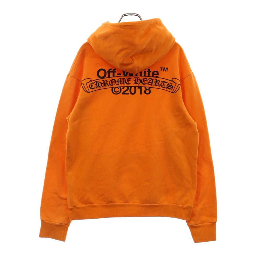 CHROME HEARTS(クロムハーツ) 18SS ×OFF WHITE HD PLVR V OFF WHITE オフホワイト ロゴプリント プルオーバーパーカー フーディ オレンジ