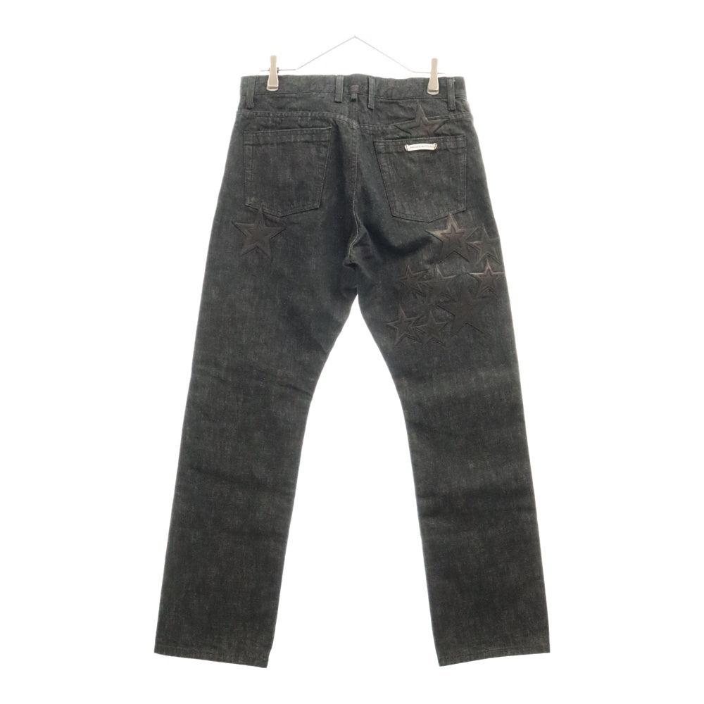 CHROME HEARTS(クロムハーツ) JEAN SL FLEURKNEE スターパッチ付きフレアニーデニムパンツ ブラック