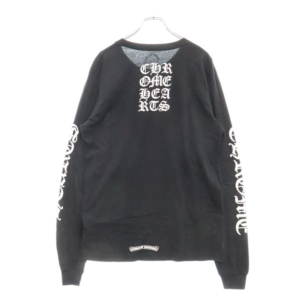 CHROME HEARTS(クロムハーツ) Vertical Logo Tee ヴァーティカルロゴ 長袖Tシャツ 胸ポケットロゴ バックロゴ 長袖カットソー ホワイト/ブラック