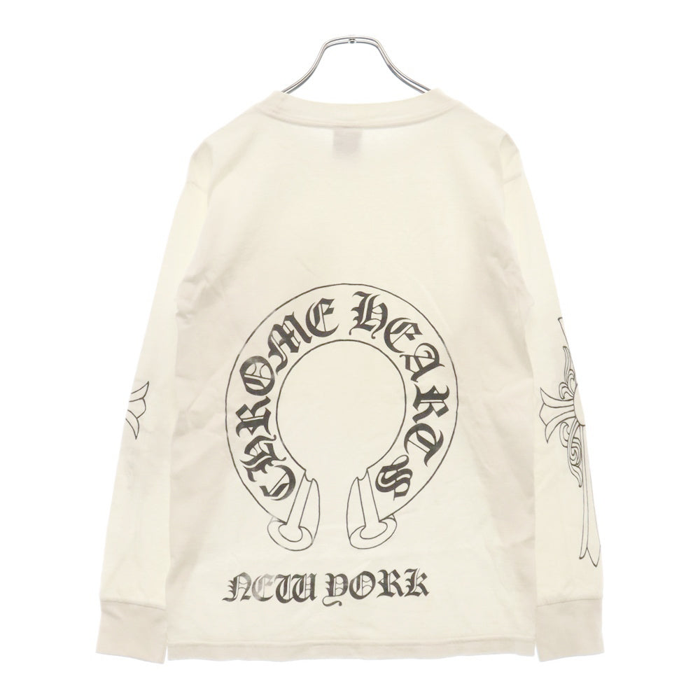 CHROME HEARTS(クロムハーツ) オールドモデル ニューヨーク限定ロングスリーブホースシューTシャツ 長袖カットソー ロンT ホワイト