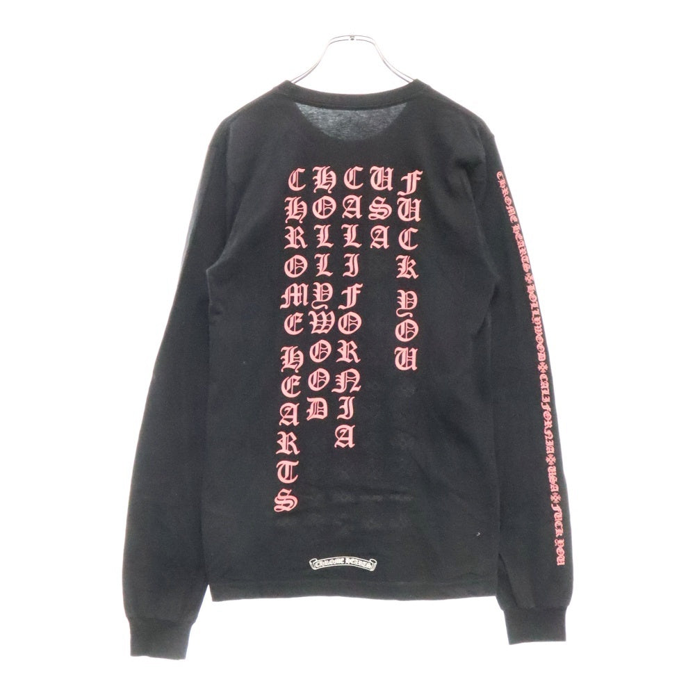 CHROME HEARTS(クロムハーツ) Neon Pink Print L/S Tee ネオンピンク バックプリント 長袖Tシャツ ブラック/ピンク