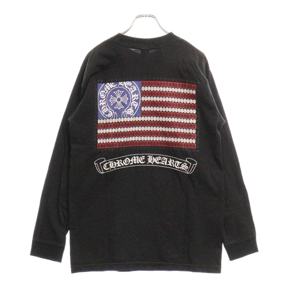 CHROME HEARTS(クロムハーツ) OLD American Flag Tee オールドモデルアメリカンフラッグTシャツ 星条旗 ホースシュープリント 長袖ブラック