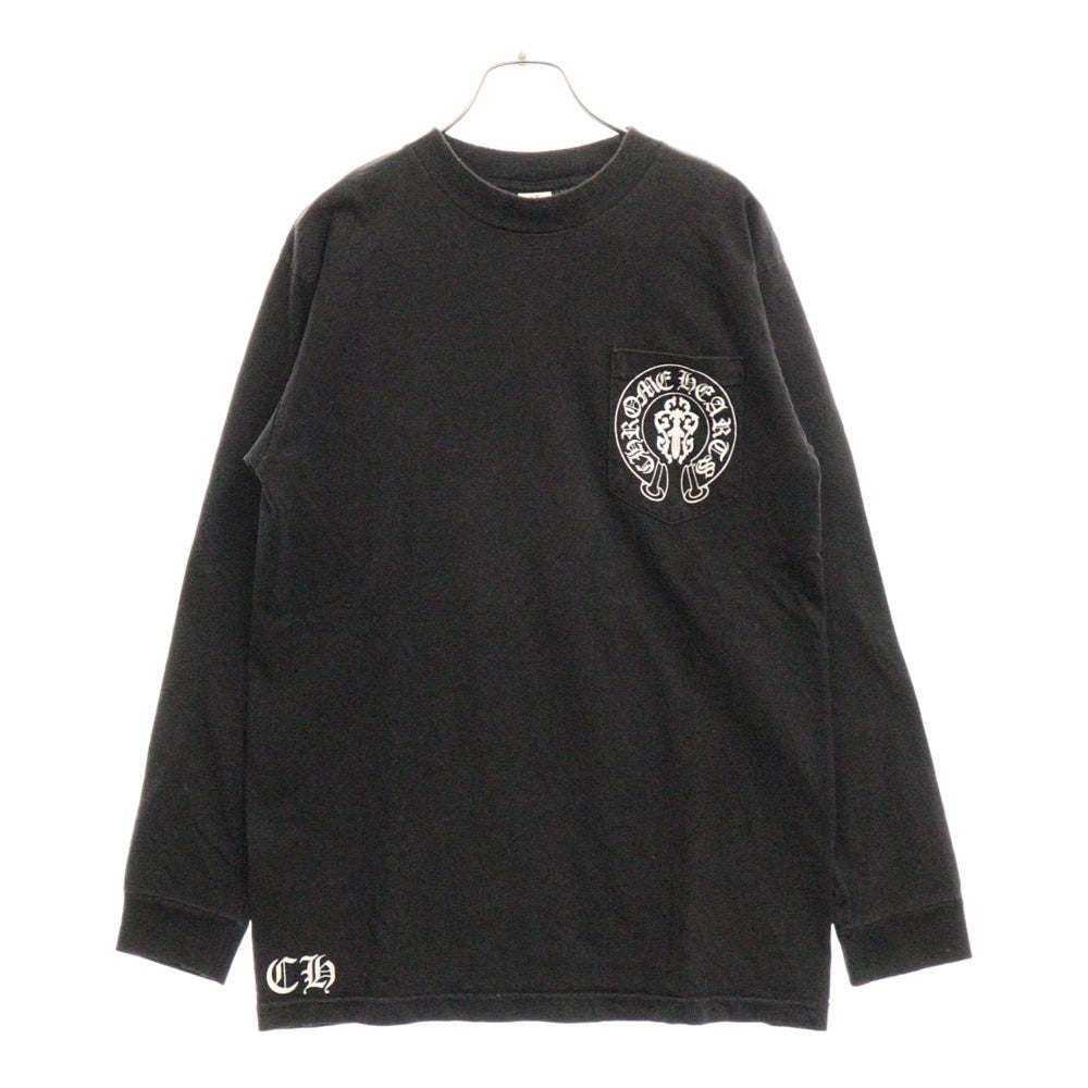 CHROME HEARTS(クロムハーツ) OLD American Flag Tee オールドモデルアメリカンフラッグTシャツ 星条旗 ホースシュープリント 長袖ブラック