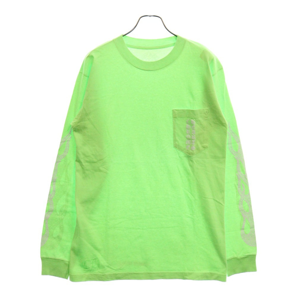 CHROME HEARTS(クロムハーツ) Flame Sleeve L/S TEE ロングスリーブ ポケット 長袖Tシャツ グリーン