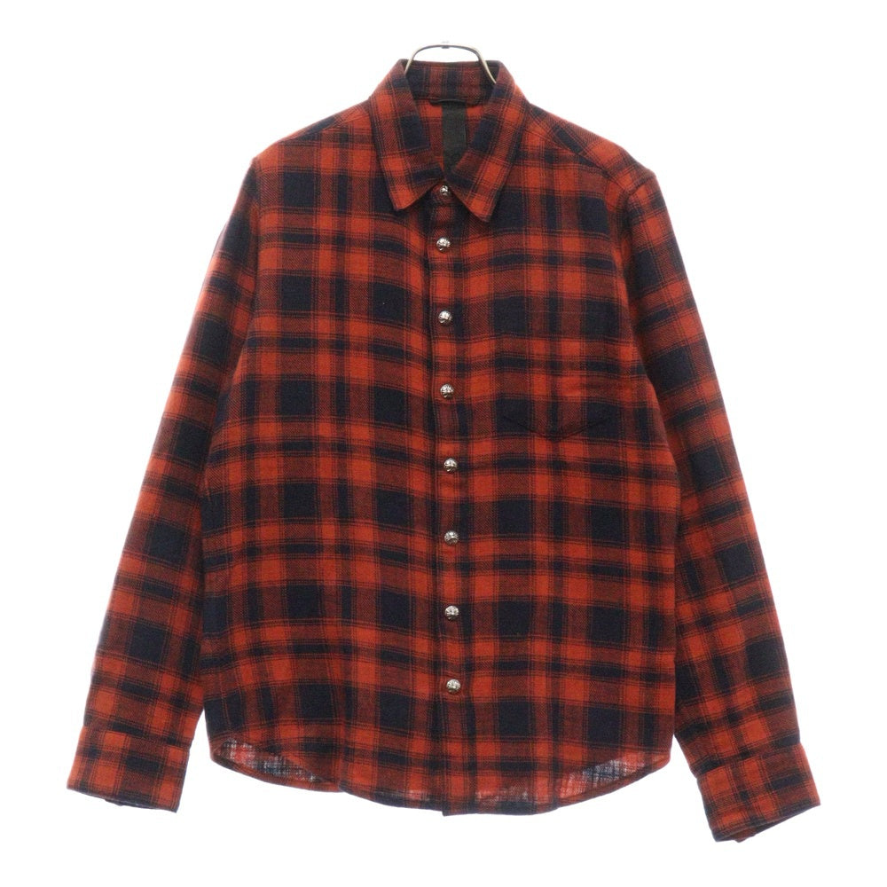 CHROME HEARTS(クロムハーツ) LOOSEENDS LS CHECK ルーズエンド 長袖チェックシャツ クロスボタンシャツ レッド JVPタグ
