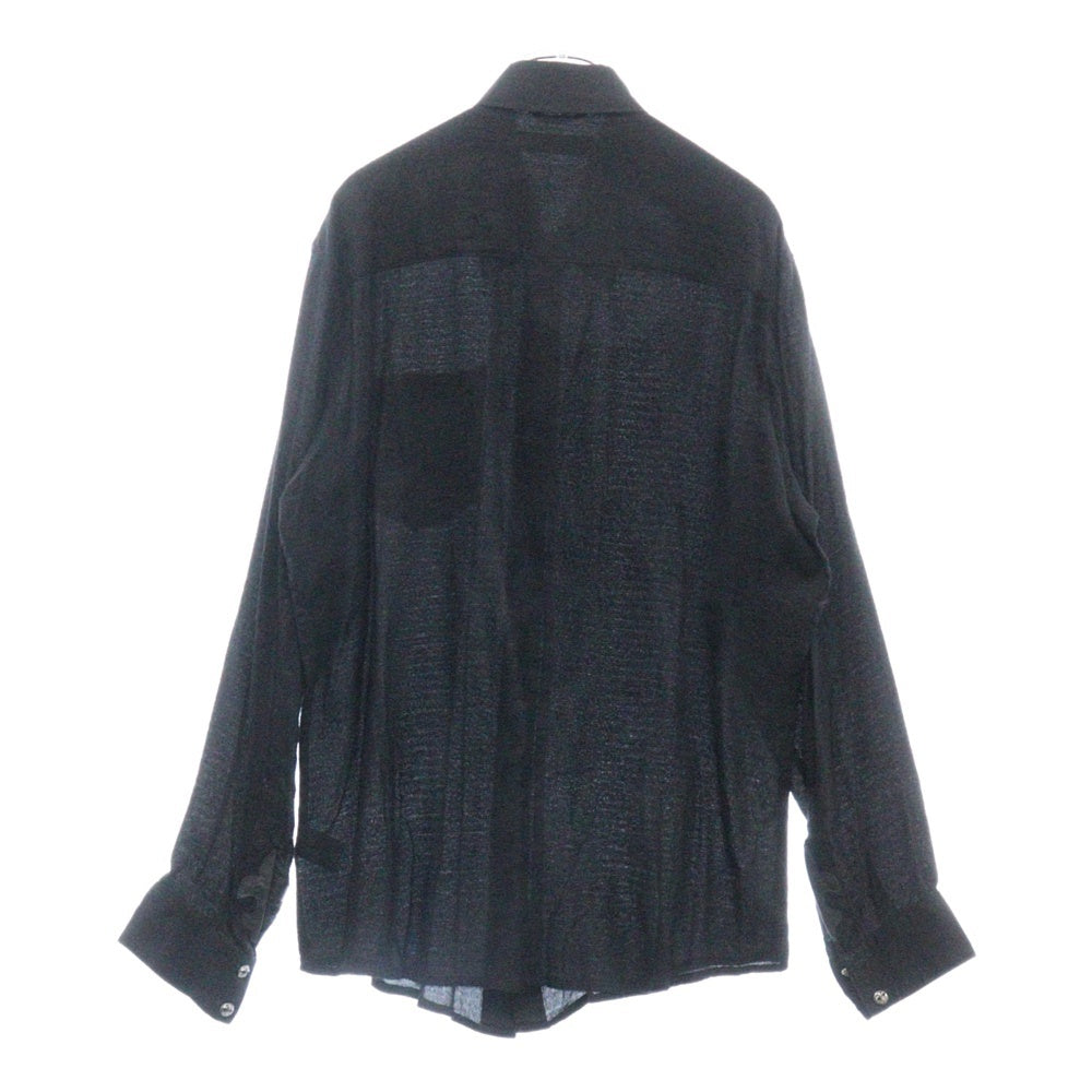 CHROME HEARTS(クロムハーツ) LOOSEENDS LS ルーズエンド 袖クロスパッチクロスボールボタンシルク 長袖シャツ ブラック