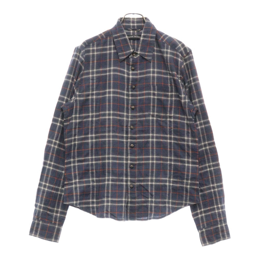 CHROME HEARTS(クロムハーツ) LOOSEENDS LS CHECK ルーズエンド 長袖チェックシャツ クロスボタンシャツ ブルー