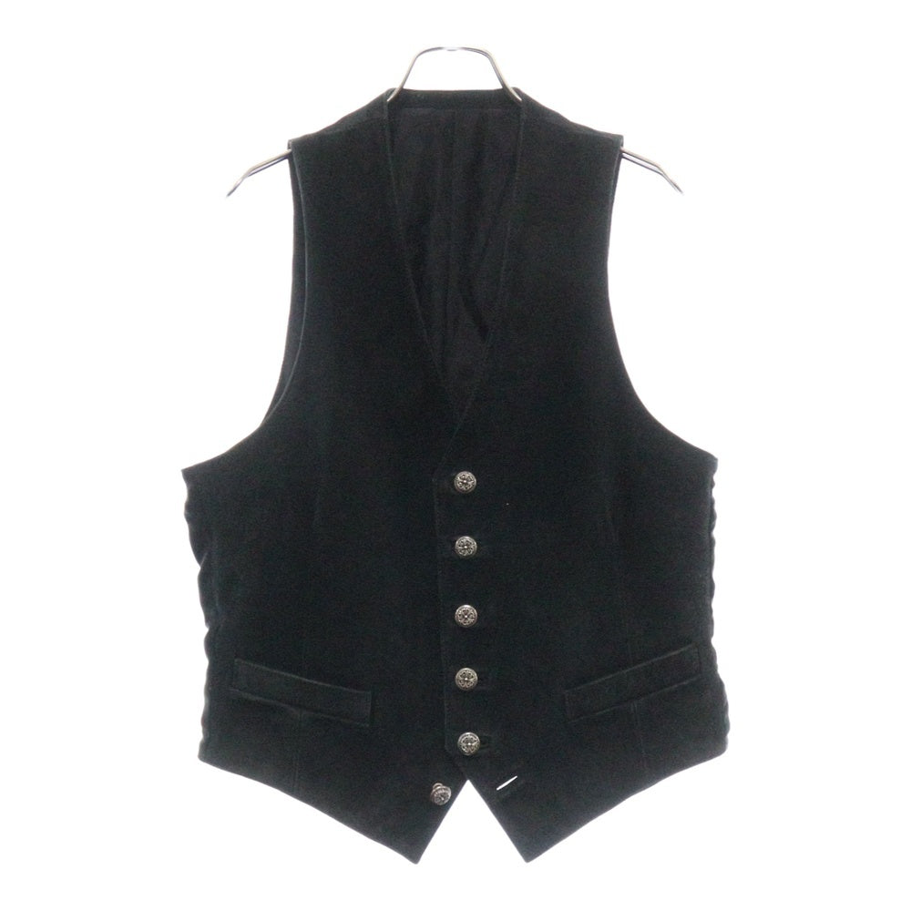 CHROME HEARTS(クロムハーツ) CLASSIC 2B フローラル ボタン レザーベスト ブラック