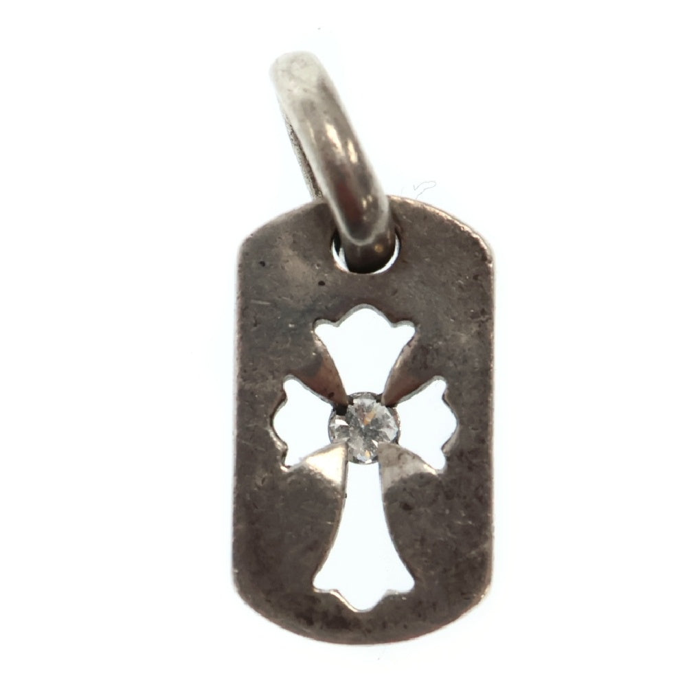 CHROME HEARTS(クロムハーツ) DT TNY CO CRS P/DIA タイニーカットアウトクロスドッグタグ PAVEアフターダイヤ チャーム ペンダントトップ シルバー