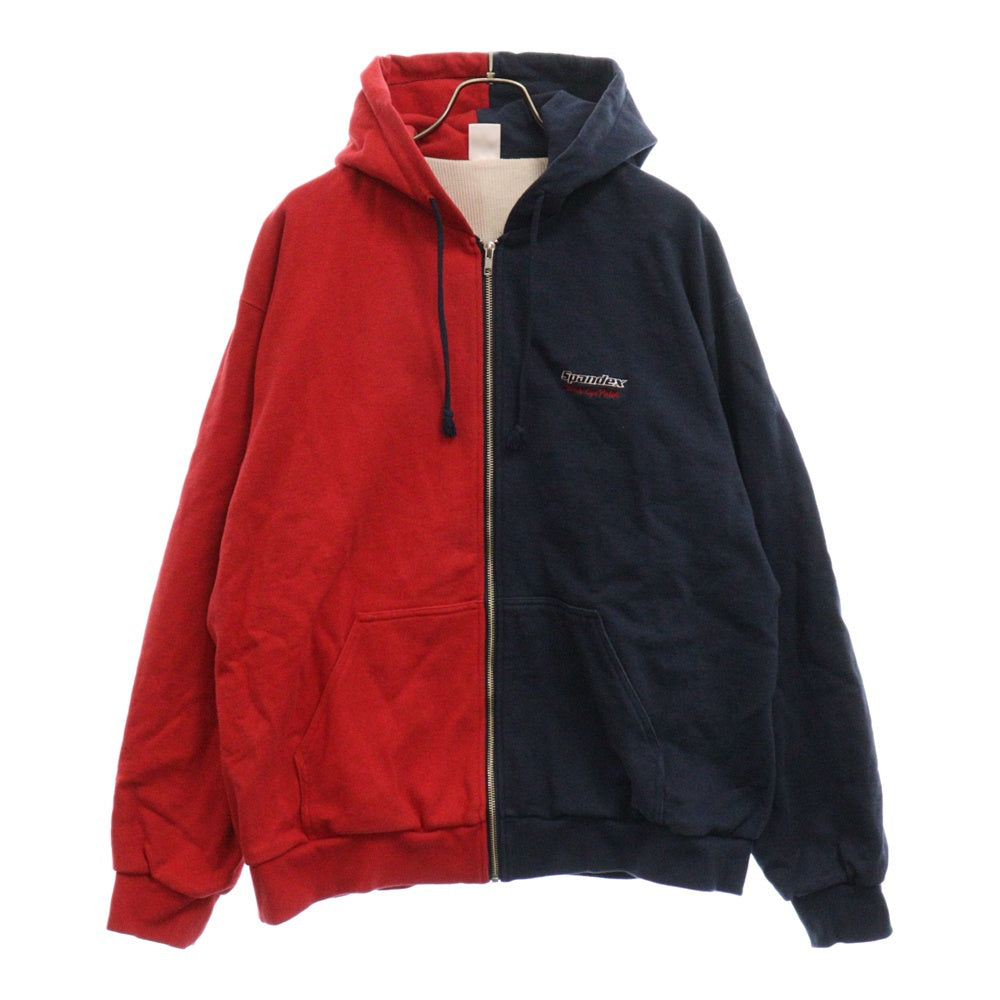 THE BLACK EYE PATCH(ブラックアイパッチ) SPANDEX LOGO ZIP HOODIE バイカラー切り替え ジップ パーカー ブラック/レッド