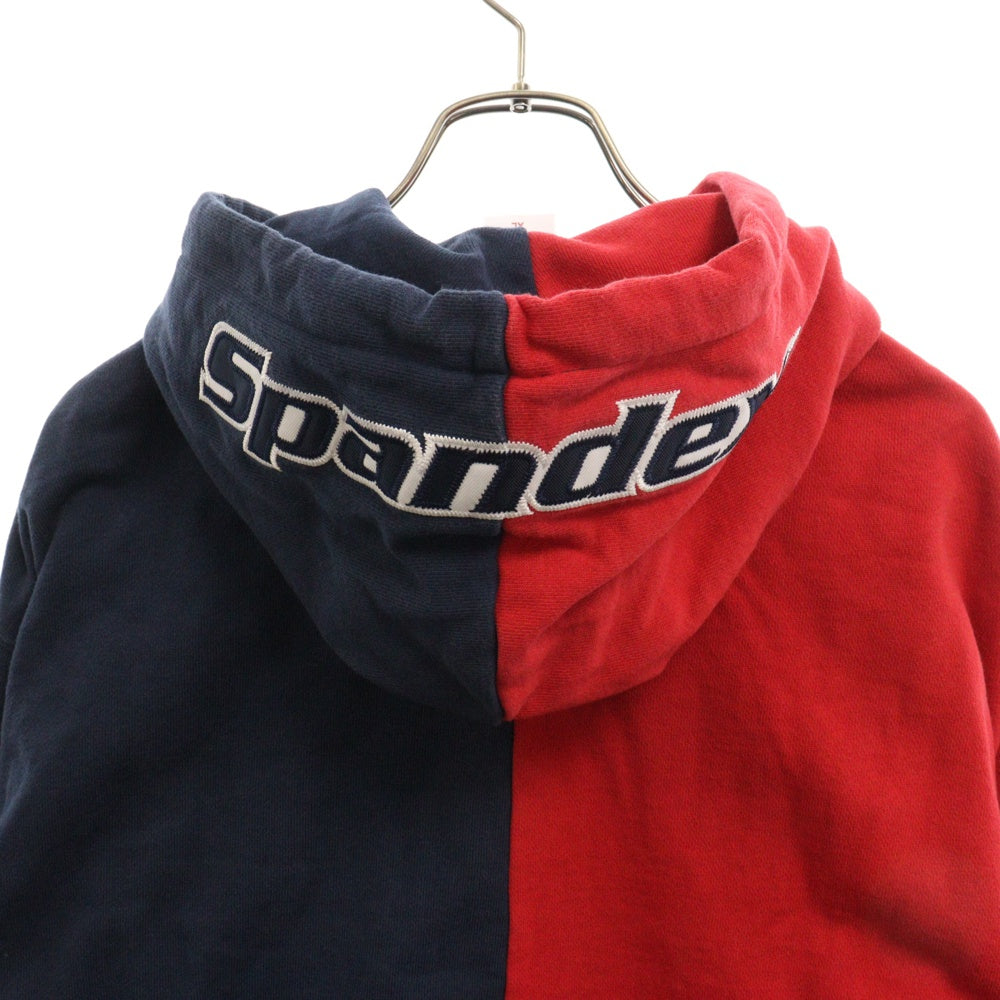 THE BLACK EYE PATCH(ブラックアイパッチ) SPANDEX LOGO ZIP HOODIE バイカラー切り替え ジップ パーカー ブラック/レッド