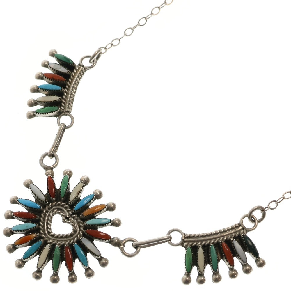 INDIAN JEWELRY(インディアンジュエリー) ズニ族 カラーストーン ネックレス シルバー