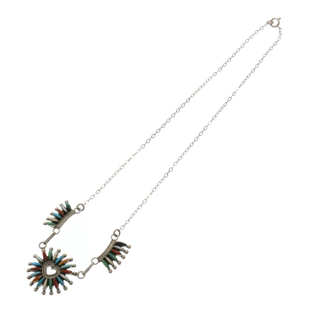 INDIAN JEWELRY(インディアンジュエリー) ズニ族 カラーストーン ネックレス シルバー