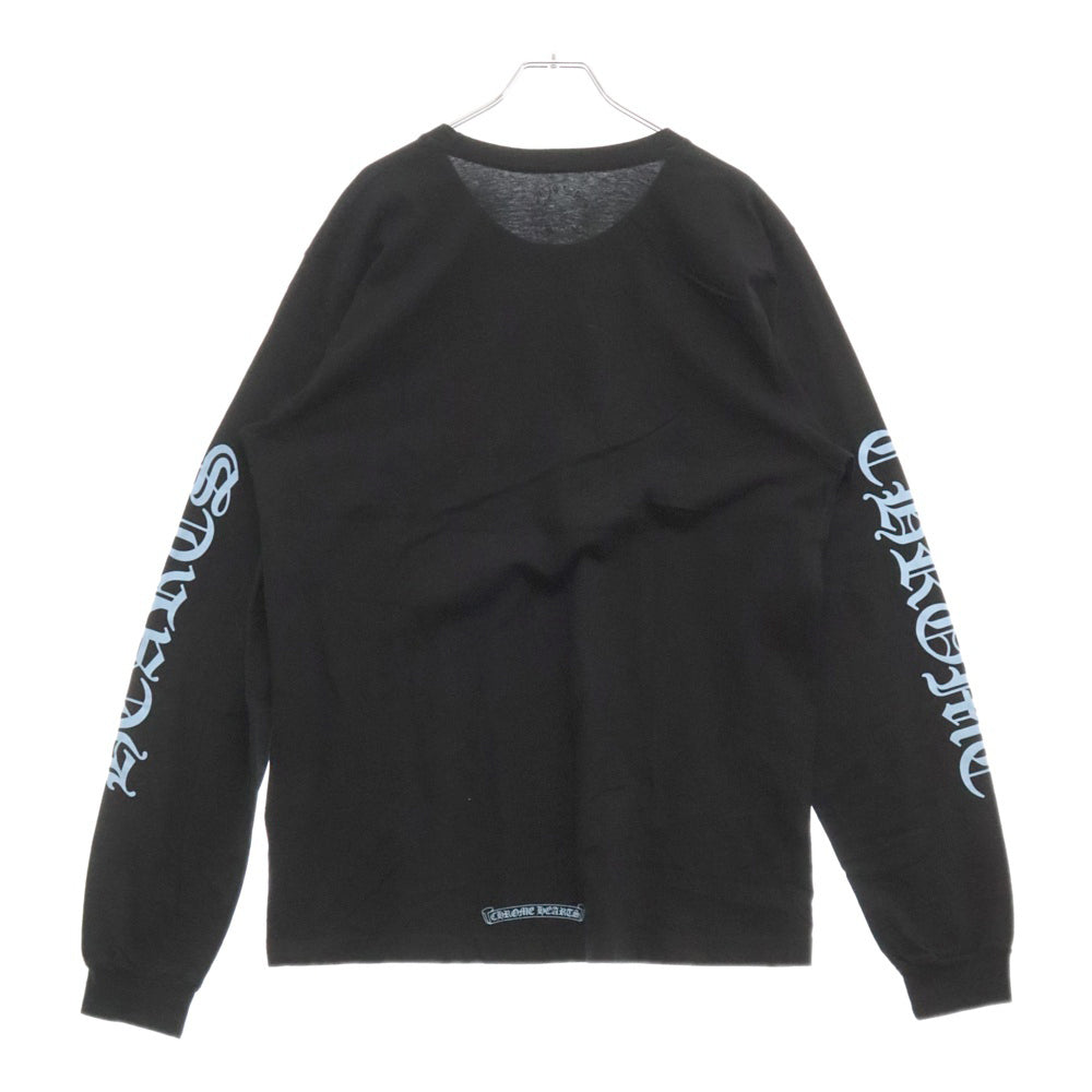 CHROME HEARTS(クロムハーツ) Neck Logo L/S Tee ネック ロゴ プリント長袖Tシャツ ロングスリーブカットソー ブラック/ブルー