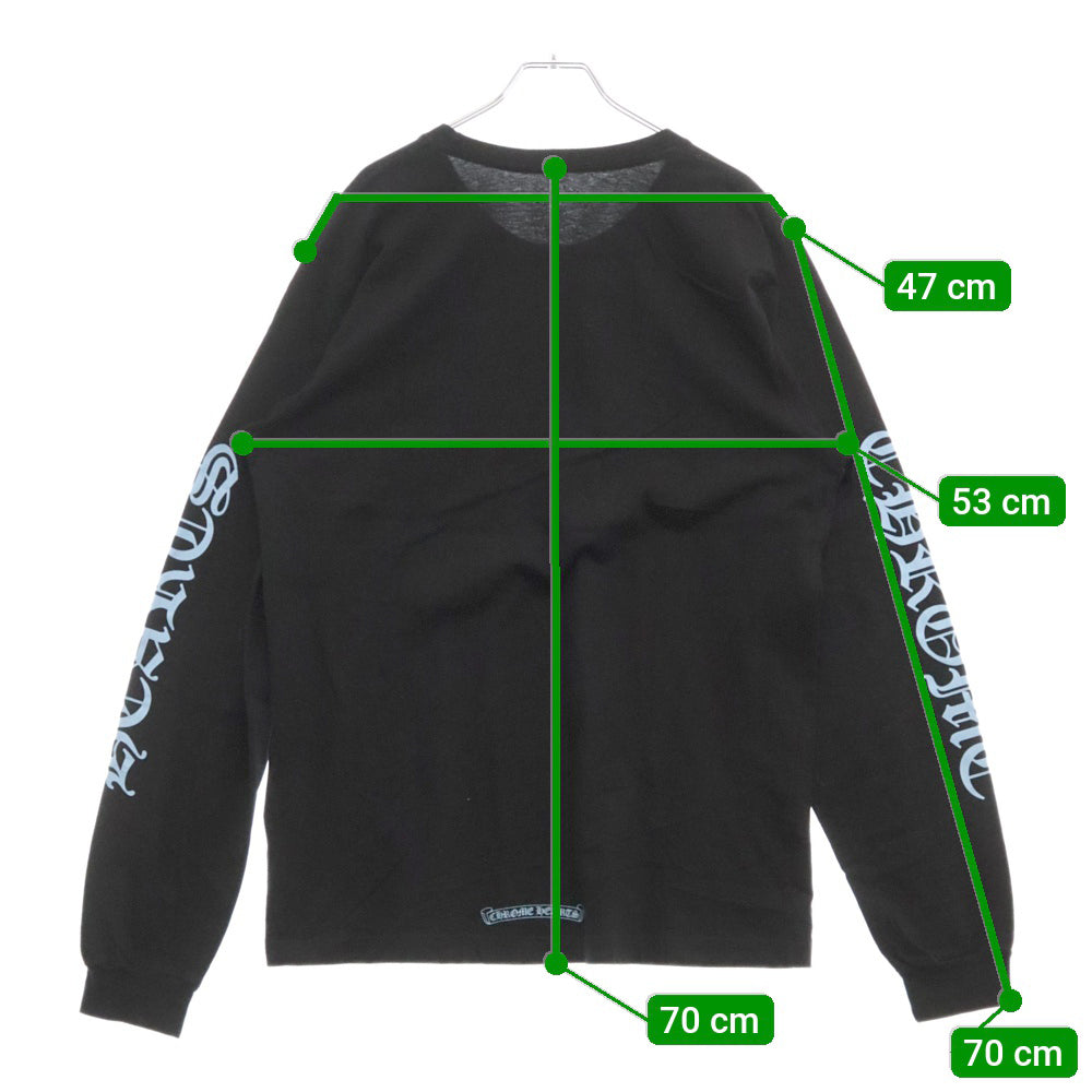CHROME HEARTS(クロムハーツ) Neck Logo L/S Tee ネック ロゴ プリント長袖Tシャツ ロングスリーブカットソー ブラック/ブルー
