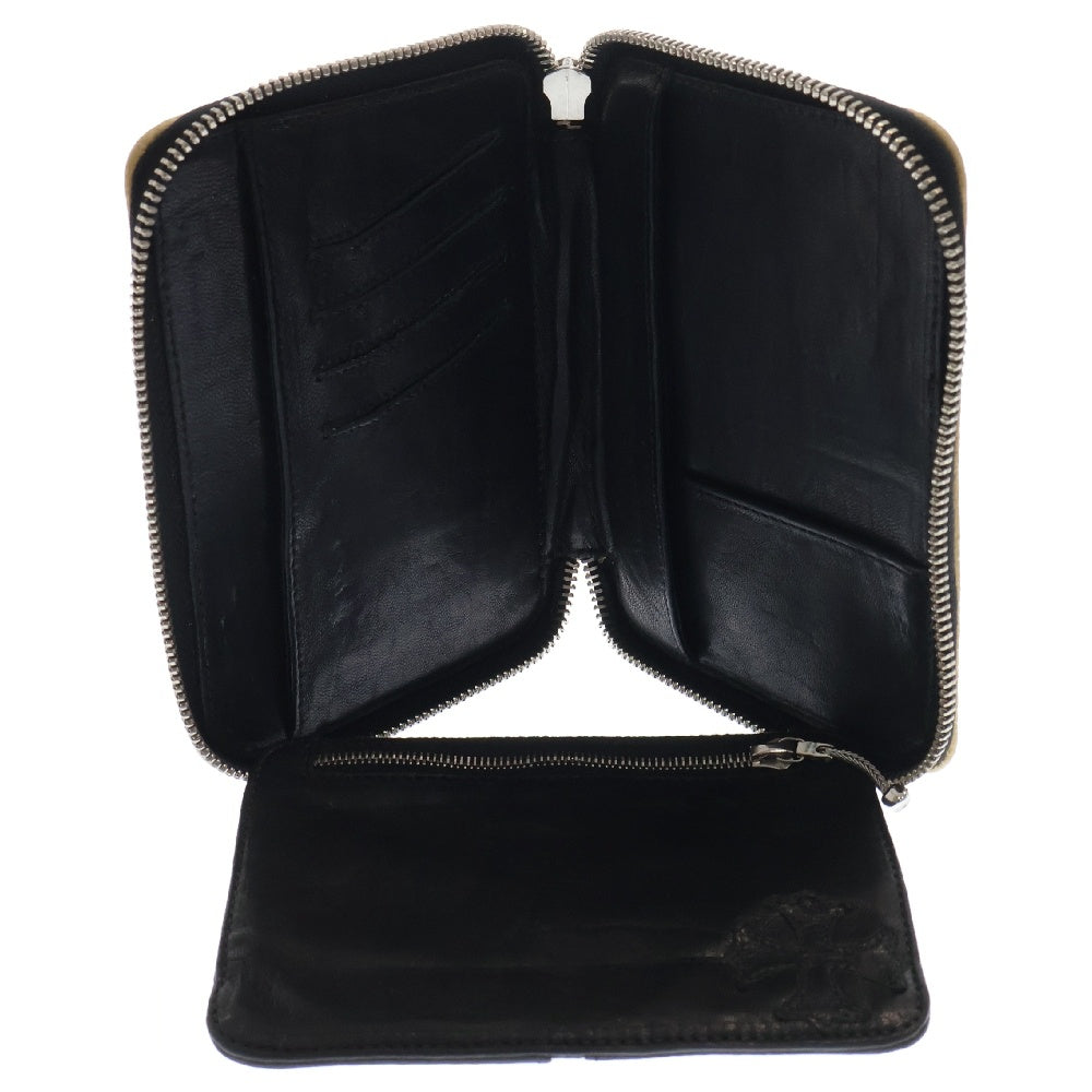 CHROME HEARTS(クロムハーツ) BANK ROBBER バンクローバー セメタリーパッチラウンドジップ レザーウォレット 財布 ベージュ