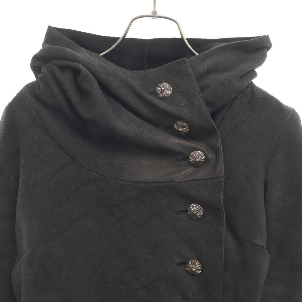 CHROME HEARTS(クロムハーツ) 裏地カシミヤクロスボールボタンレザー変形パーカー ジャケット レディース
