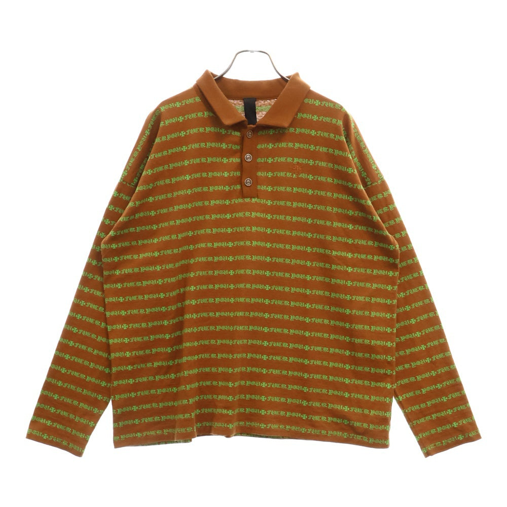 CHROME HEARTS(クロムハーツ) Y Not Stripe Polo ストライプポロシャツ長袖カットソー