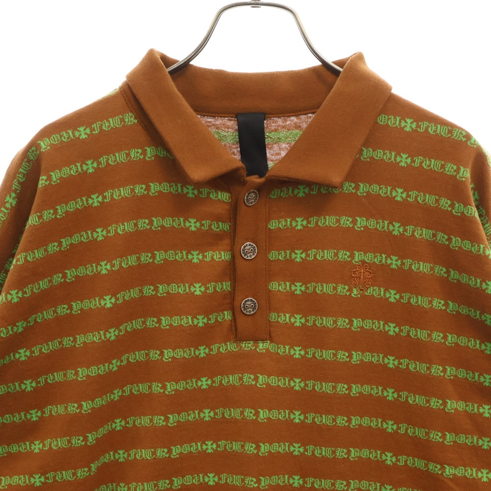 CHROME HEARTS(クロムハーツ) Y Not Stripe Polo ストライプポロシャツ長袖カットソー