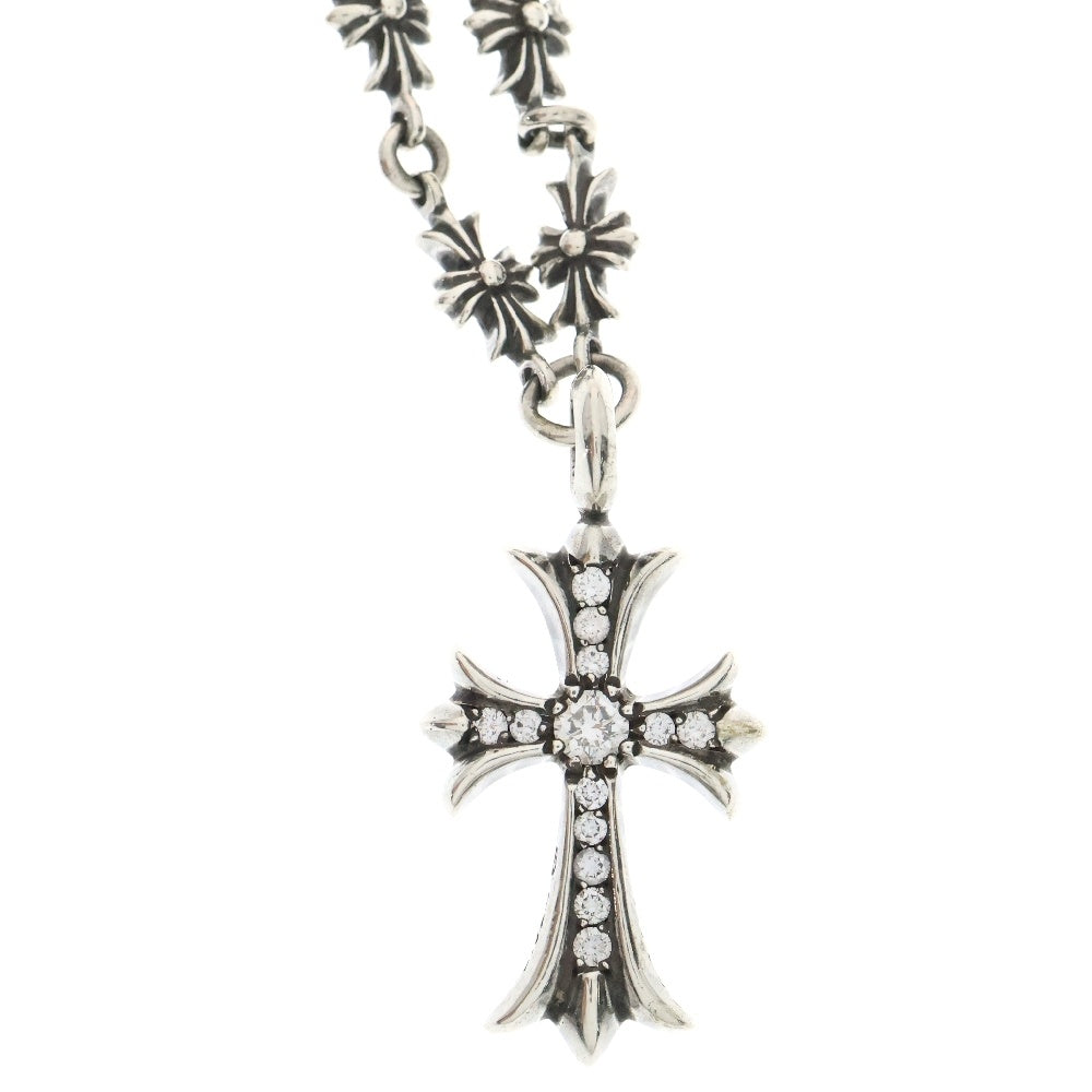 CHROME HEARTS(クロムハーツ) TNY E20 CRS F PAVE DIA タイニーEチェーンネックレス ファットクロス パヴェダイヤ 20inch シルバー