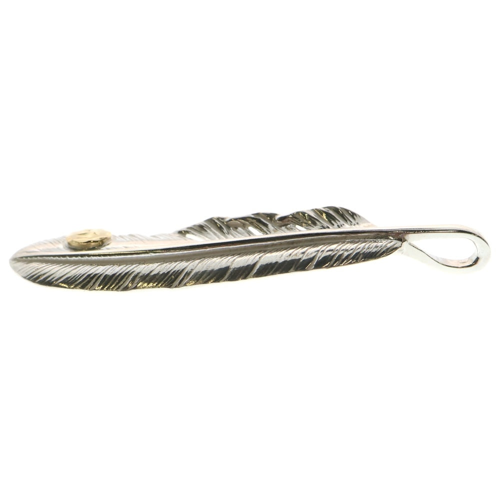 goro's(ゴローズ) 【新品】メタル付き特大フェザー 右向き ペンダントトップ シルバー/ゴールド