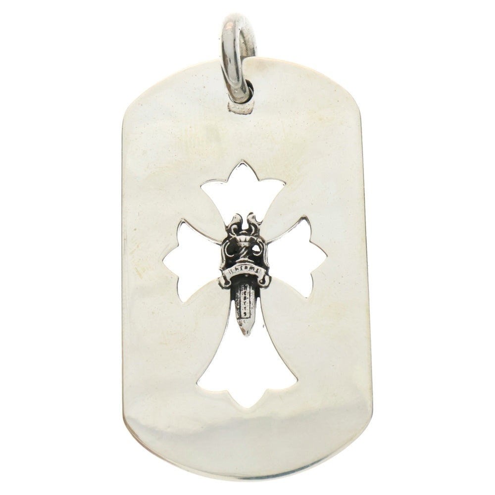 CHROME HEARTS(クロムハーツ) D TAG LRG CROSS DAGG カットアウトクロスダガー ラージドッグタグ ネックレストップ シルバー