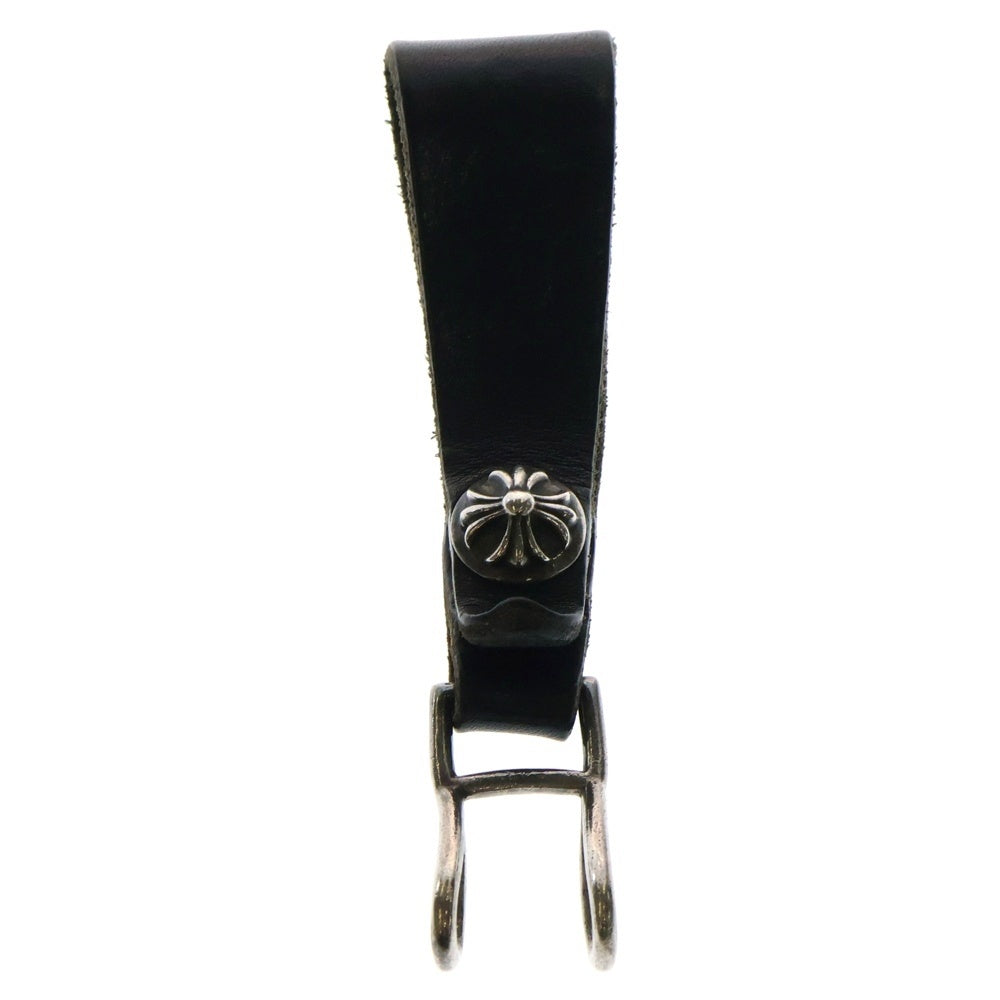 CHROME HEARTS(クロムハーツ) BELT LOOP クロスボールボタンレザーベルトループ シルバー/ブラック BCA397